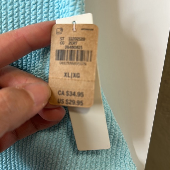 PINK Retro High Waist Ribbed Bikini Bottom Retro size XLarge Pastel Blue NWT - Picture 6 of 6